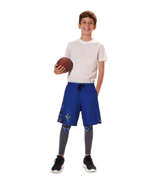 Boys Soccer Blue Shorts & Full Length Charcoal Leggings - Youth
