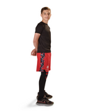 Launch Sheggings- Red Shorts & Black Full Length Leggings