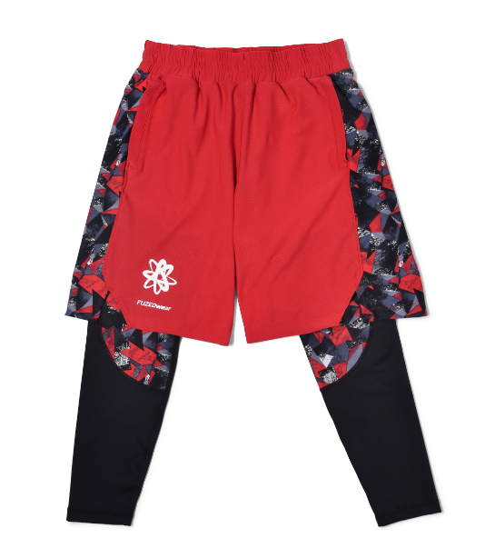 Launch Sheggings- Red Shorts & Black Full Length Leggings