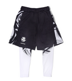 Launch Sheggings- Black Shorts & White Full Length Leggings
